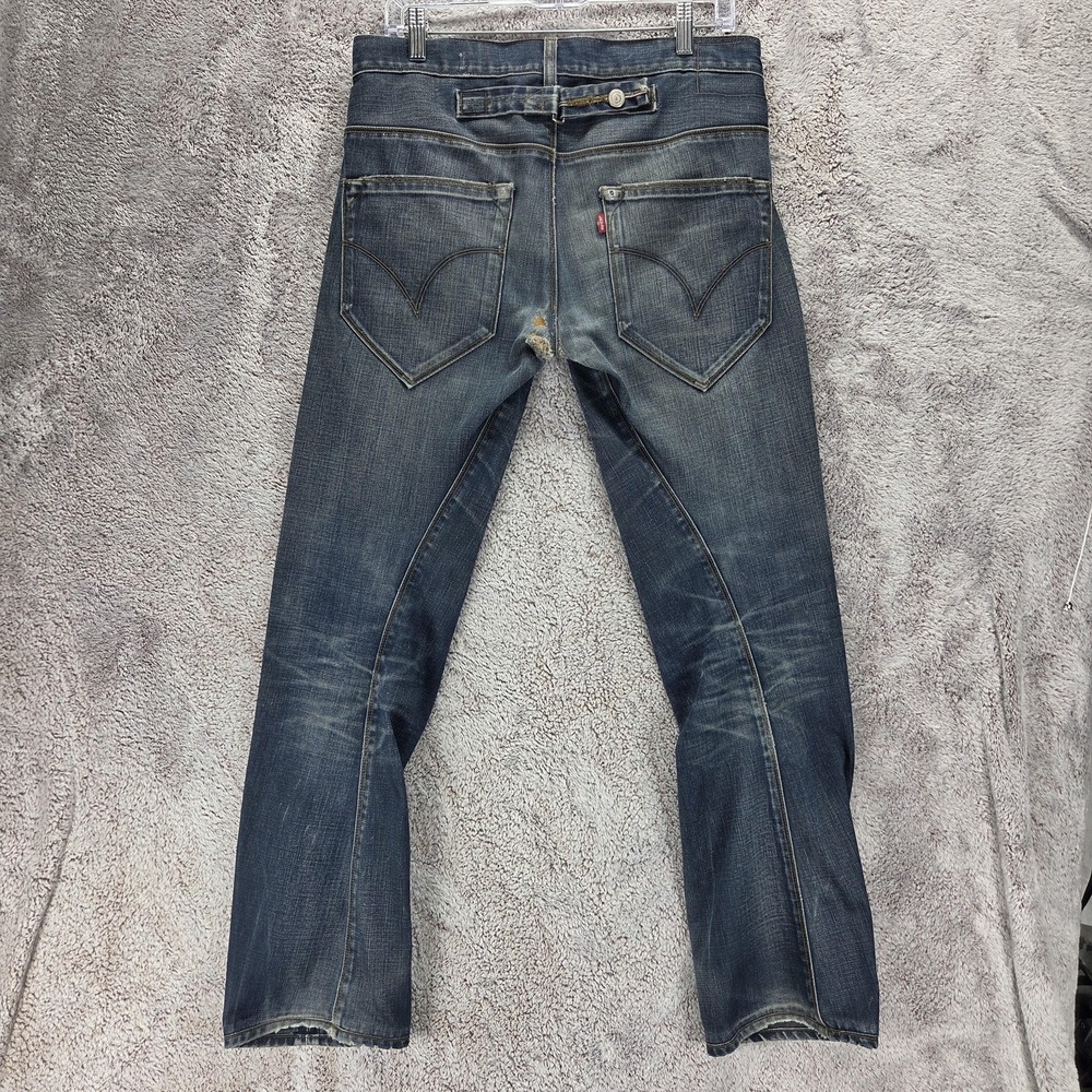 VTG Levis Engineered Jeans Mens Blue Twisted Buckle Back Dark Wash Fits 32x30